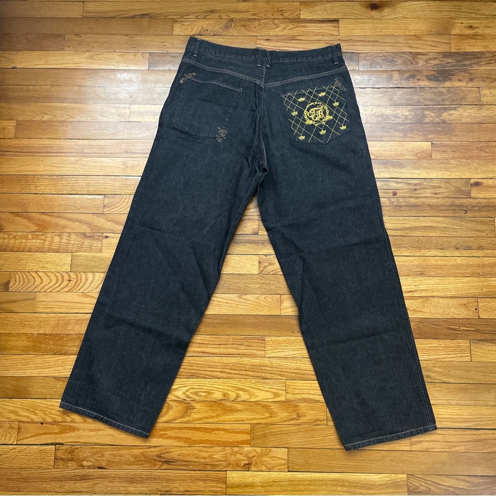 Vintage 90’s Y2K Johnny Blaze Crest Logo Embroidered Denim Jeans Size 40x33 Used